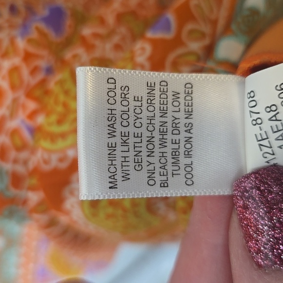 BOHO Orange PAISLEY ON OR OFF SHOULDER HI LO FUN LARGE DRESS - Picture 7 of 7